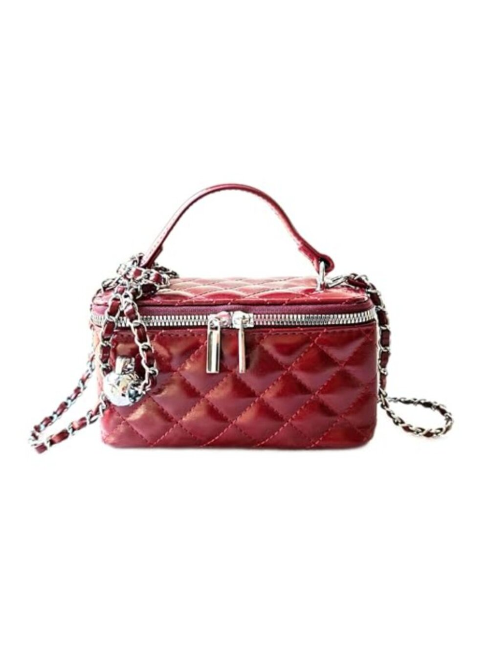 Quilted Crossbody Bag Mini Top Handle Pouch Square Handbag